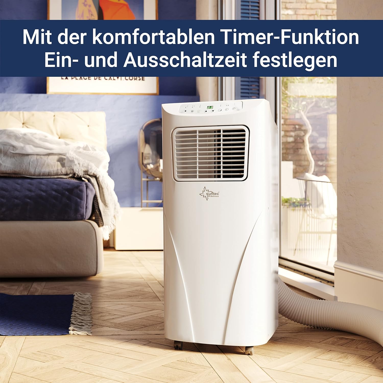 SUNTEC Mobiles Klimagerät Impuls 2.6 Eco R290 – Klimaanlage mobil und leise mit Abluftschlauch – Kühler & Entfeuchter für Räume bis 34 qm – Mobile Kühlung für Wohnung & Büro – 9.000 BTU | 2600 Watt