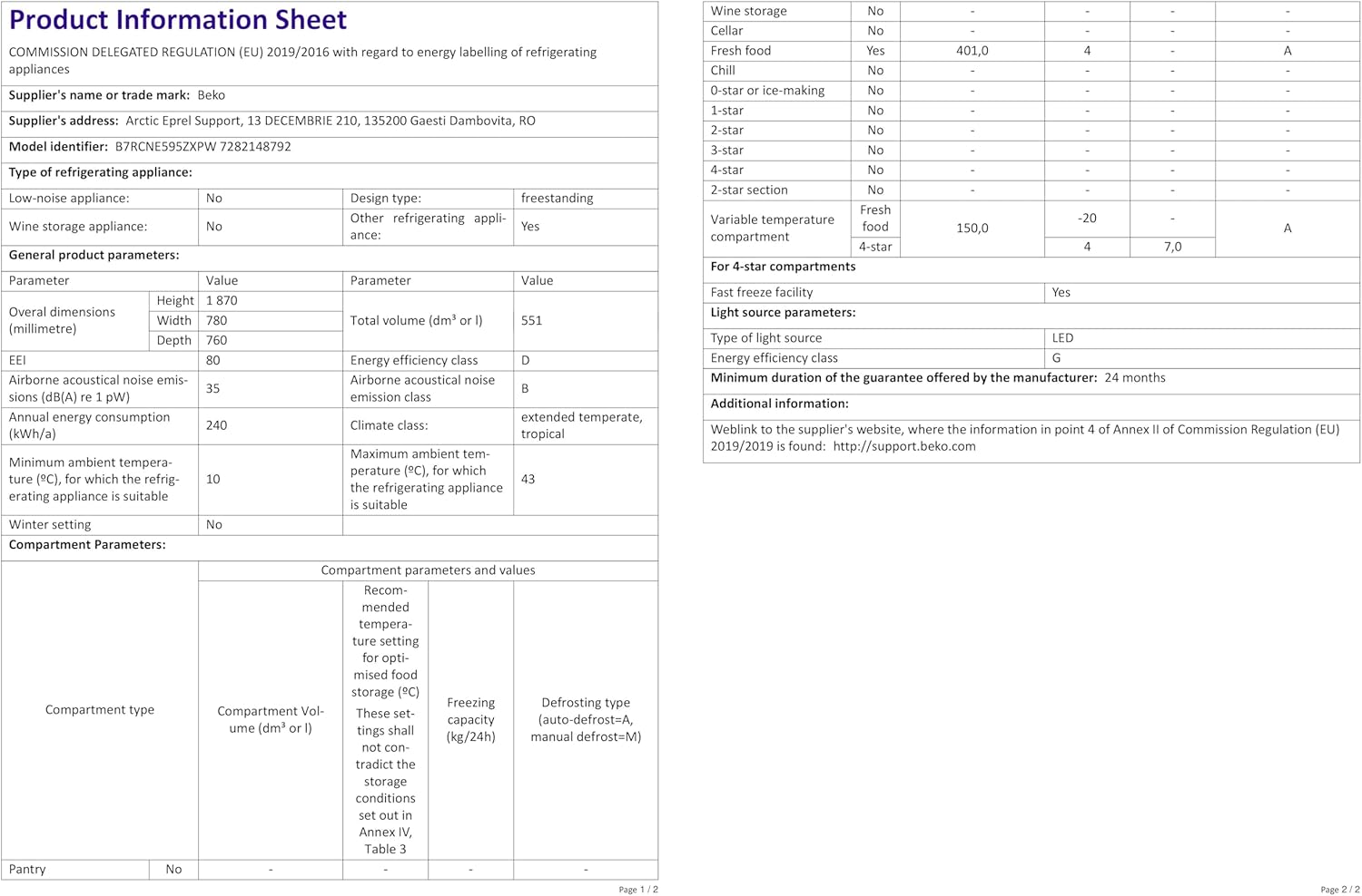Beko RCNE366E70ZXBRN bPRO700 freistehende Kühl-/Gefrierkombination, großer Kühlschrank, 323 l Gesamtrauminhalt, HarvestFresh, NoFrost, leise, SmoothFit, 0°C-Zone, Dark Inox