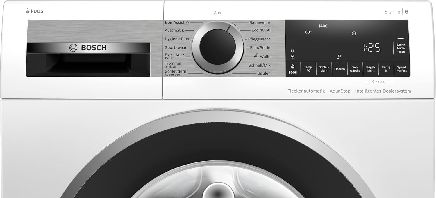 BOSCH WAN28127 Waschmaschine Serie 4, Frontlader mit 8kg Fassungsvermögen, 1400 UpM, Iron Assist, Active Water Plus, EcoSilence Drive, Speed Perfect, Weiß, 60cm