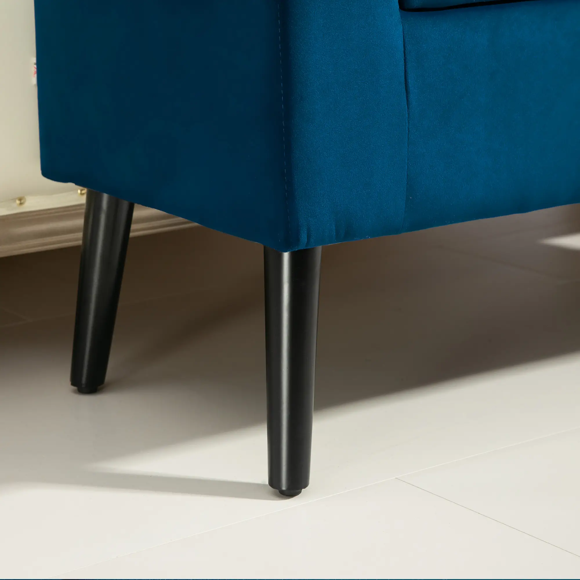 HOMCOM Sitzbank mit Stauraum & Armlehnen, Dunkelblau