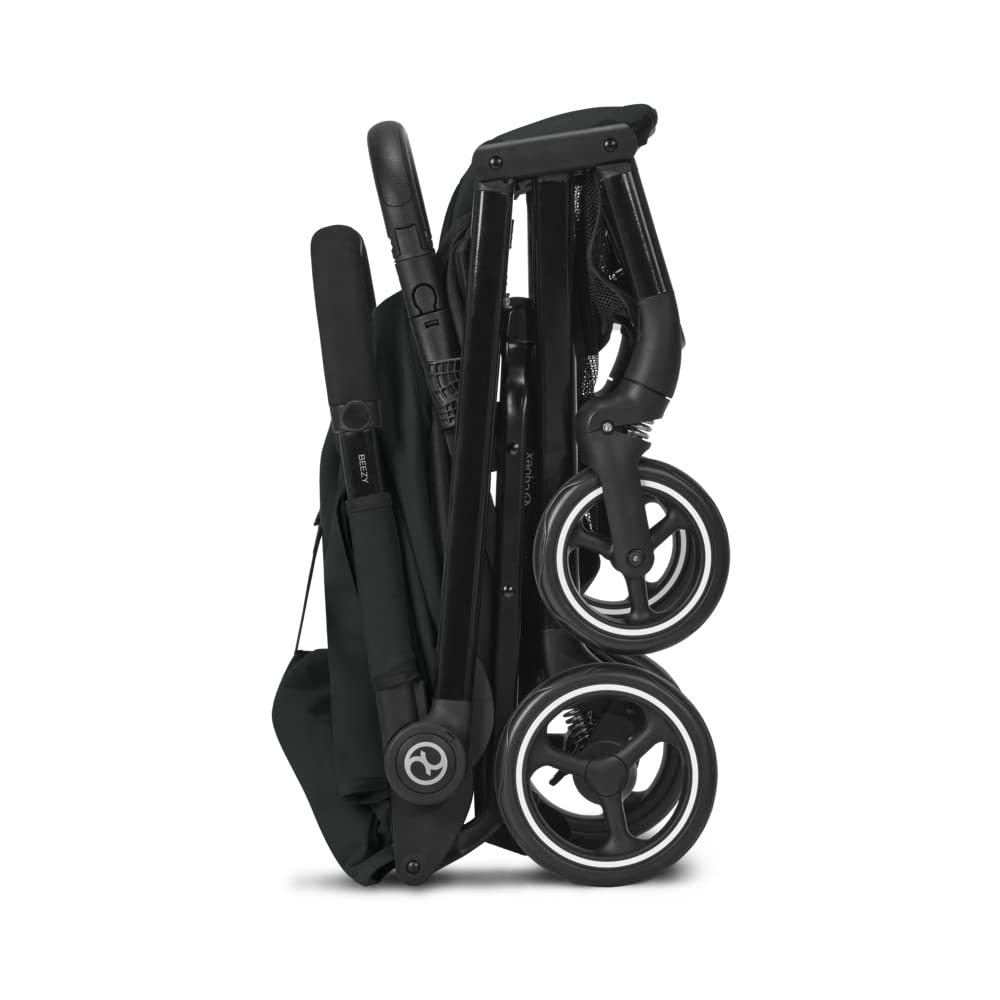 Cybex Gold Kinderwagen Beezy mit One-Pull Harness, Ab Geburt bis ca. 4 Jahre (max. 22 kg), Kompakt und ergonomisch, Magic Black (Schwarz mit schwarzem Rahmen)