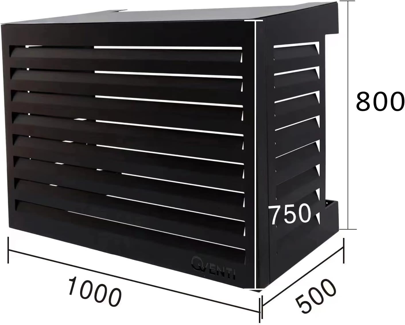 Qventi Abdeckung für Klimaanlage - Anthrazit/Grau - Aluminium - Schutzgitter - Verkleidung - Einfache Montage - Größe S - Außenmaße (LxBxH): 100 x 50 x 75 cm