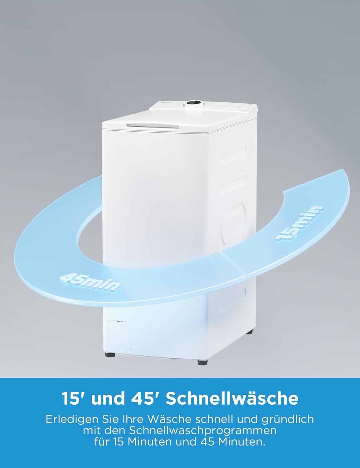 Midea Toplader Waschmaschine MF10ET70B / 7KG / A / 1200 U/min/BLDC Inverter Mortor/Dampffunktion/SoftOpener/XL Türöffnung/Kurz 15'&45' / Mehrere Temperaturoptionen/AquaStop, Weiß