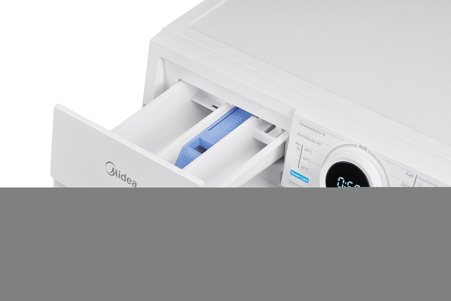 Midea MF10EW80B Waschmaschine / 8kg / 1400 U/Min/EEK A/Inverter Quattro Moto/Dampffunktion/Grosse Trommel/Slim Design/Nachlegefunktion/Kindersicherung/AquaStop, Weiß