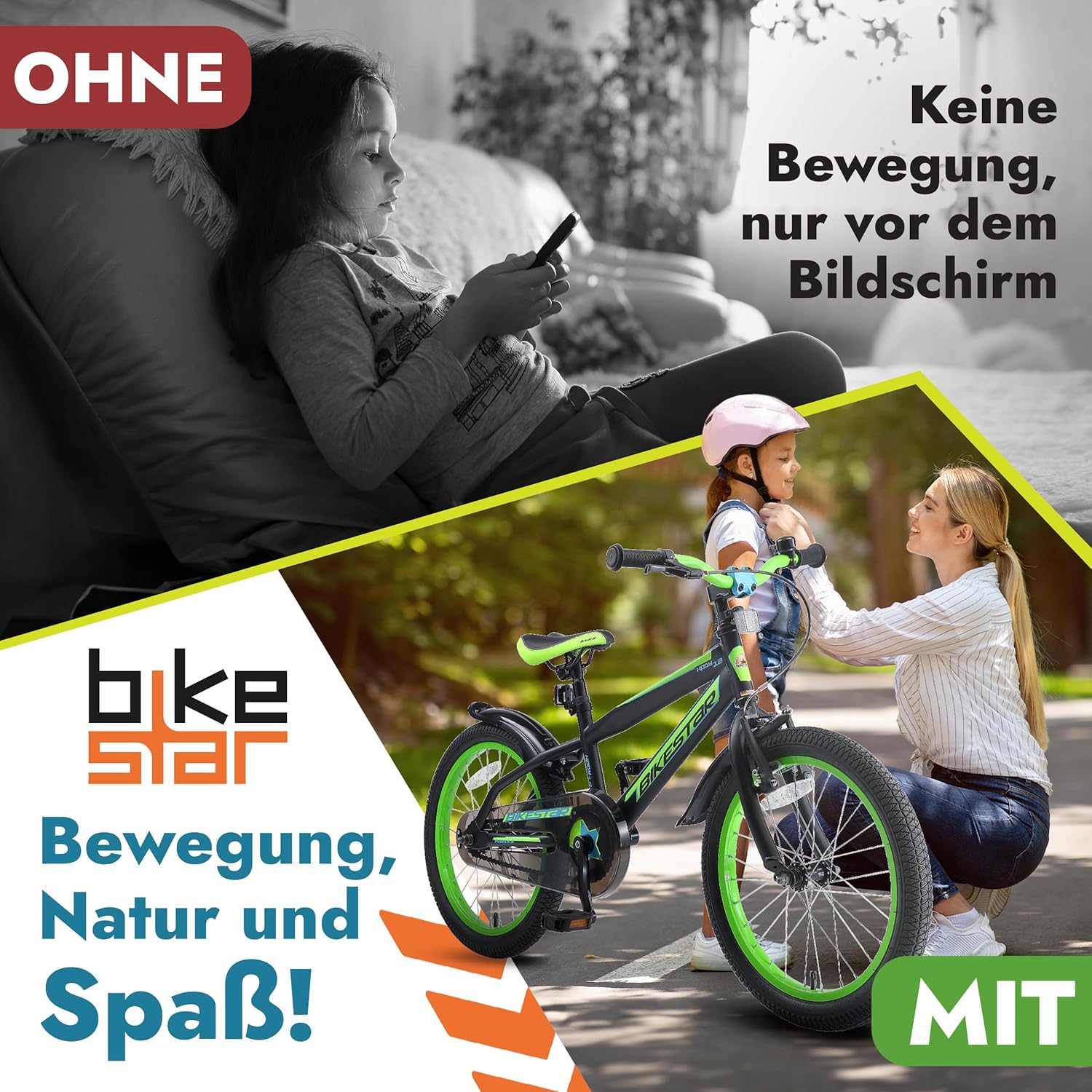 BIKESTAR Kinderfahrrad 18 Zoll für Mädchen und Jungen ab 5 Jahre | Kinderrad Urban Jungle | Fahrrad für Kinder | Risikofrei Testen