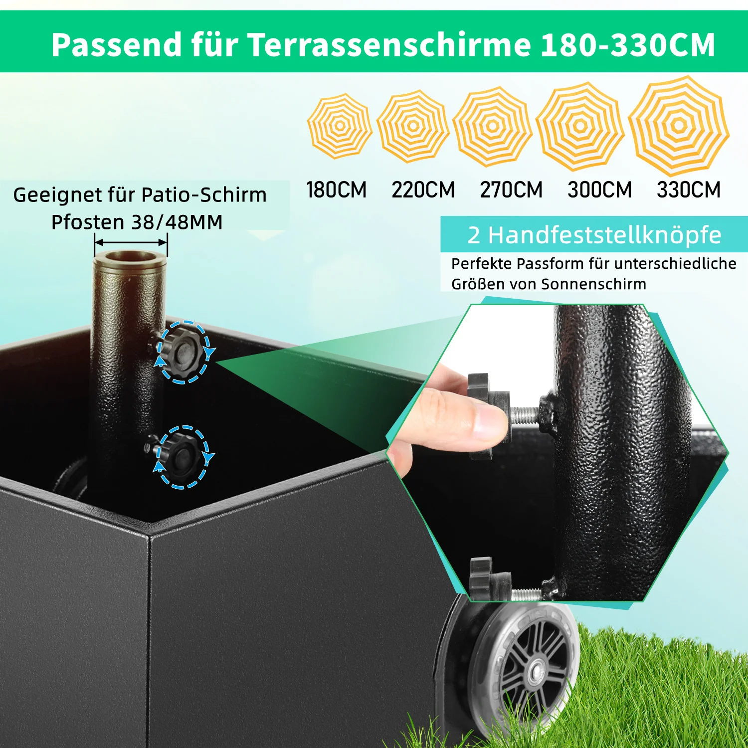 Sonnewelt Sonnenschirmstnder Schirmstnder mit Rollen