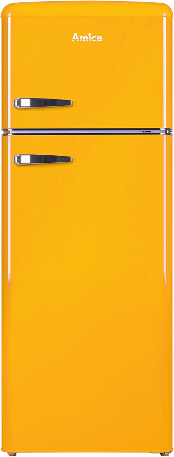 Amica KGC 15632 T Retro Kühl-/Gefrierkombination / Ice Blue (Türkis) / 144cm (H) x 55cm (B) x 62cm (T) / Retro-Design / Kühlschrank mit Gefrierfach