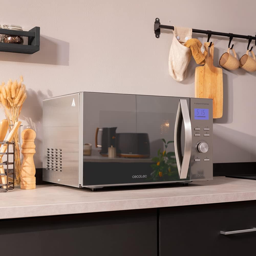 Cecotec Mikrowelle mit ProClean 8110 Grill. 28l Kapazität, Ready2Clean Beschichtung, 1000 W Leistung, 1000 W Grill, 5 Betriebsebenen, 8 Programme, 60 min Timer, LED-Anzeige