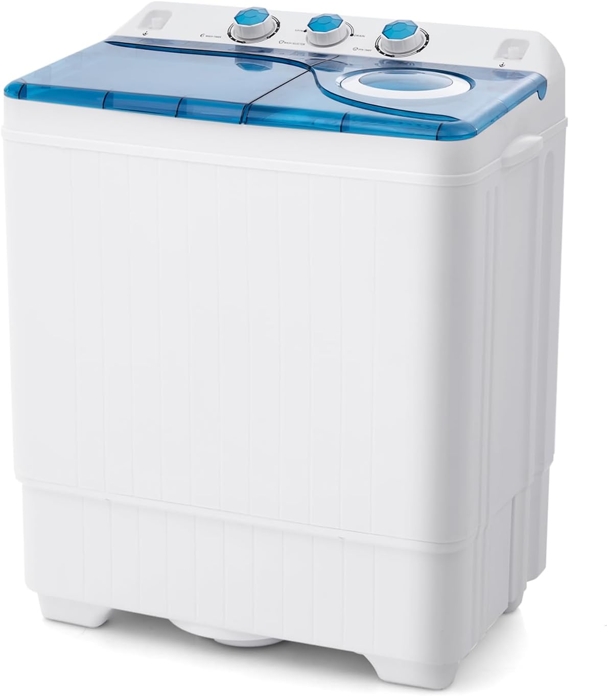 GOPLUS Toplader Waschmaschine 6,5KG, Waschmaschine mit 2 Kammern, Timer-Funktion, Waschautomat mit 2KG Schleuderkapazität, inkl. Ablaufpumpe, für kleine Wohnungen (Blau)