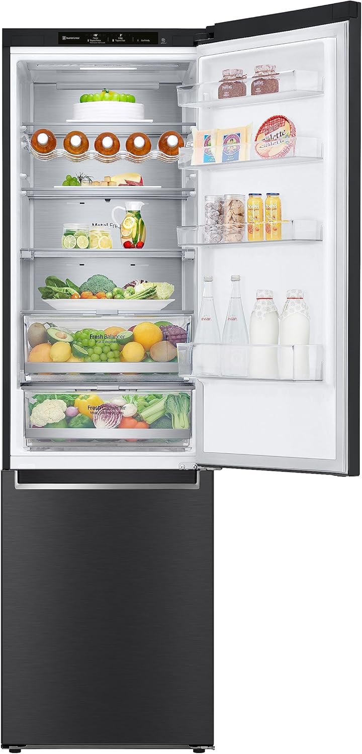 LG GBV22NCCEP Kühl-/Gefrierkombination – Smart Inverter Compressor, Total No Frost, Modern Flat Door Design, Matt Schwarz Metallic, Energieeffizienz A
