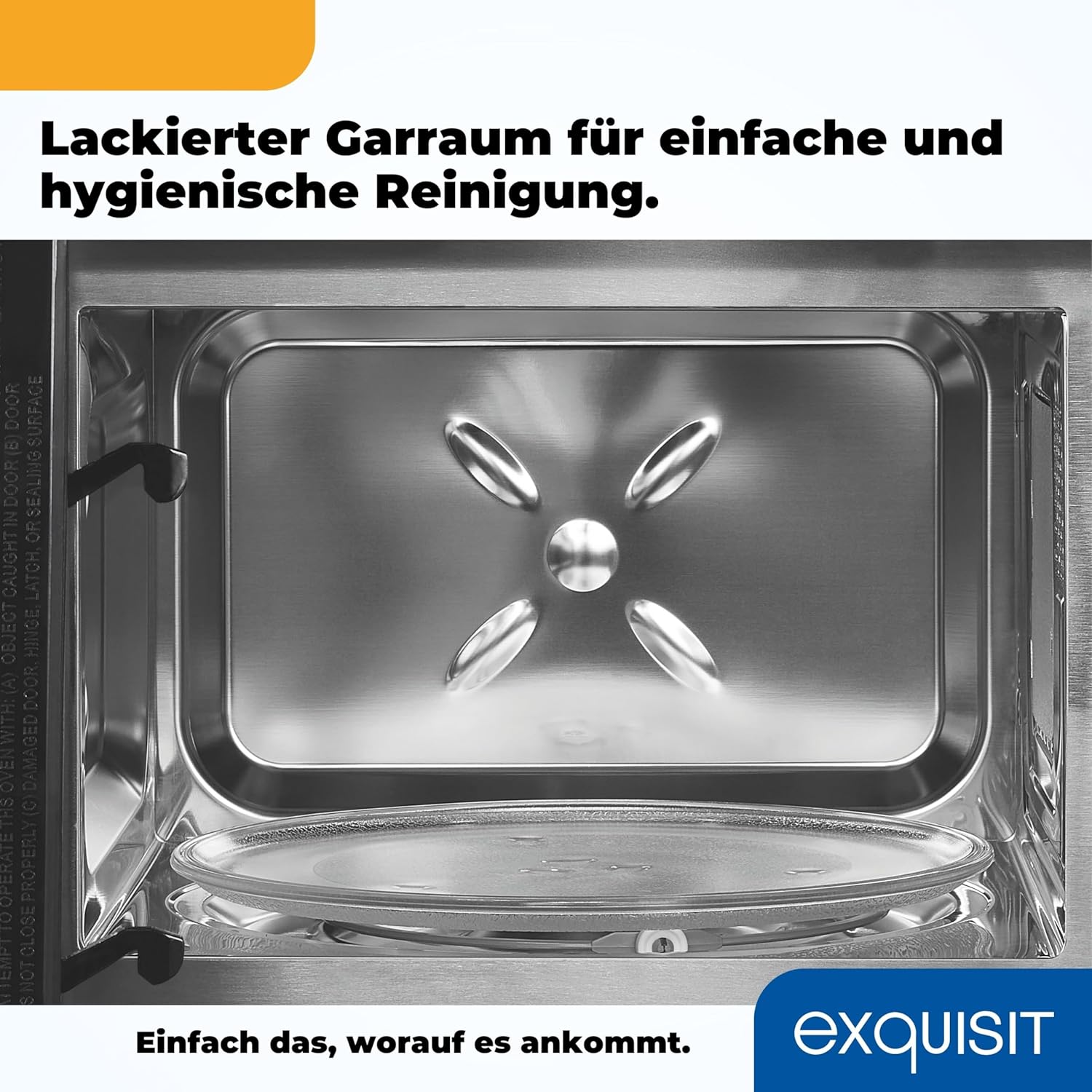 Exquisit Einbaumikrowelle EMW10-020 inox | 800 W Leistung | Kinderleichte Bedienung | Einfacher Einbau | Timer | Drehteller 27cm | Mikrowelle 60 cm | Einbaugerät | Edelstahl