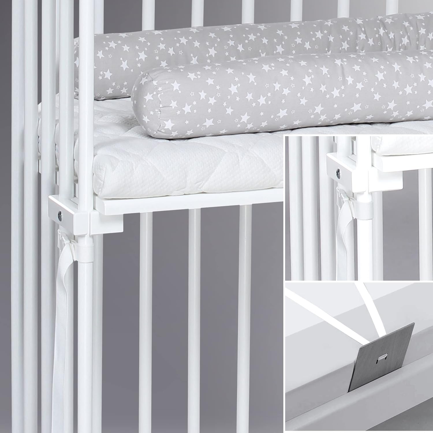 babybay Original Beistellbett aus massivem Buchenholz / kompakt & verwandelbar / Kinderbett Höhe stufenlos verstellbar & umweltfreundlich / mitwachsendes Babybett (weiß lackiert) / inkl. Matratze