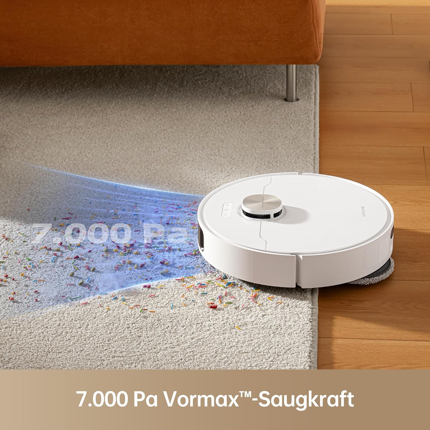 dreame L10s Pro Ultra Heat Roboter Staubsauger mit Automatische Moppreinigung mit heiem Wasser, Moppverlngerung, 7.000 Pa Saugkraft, Doppelte Mopp- und Bodenreinigung, Teppicherkennung