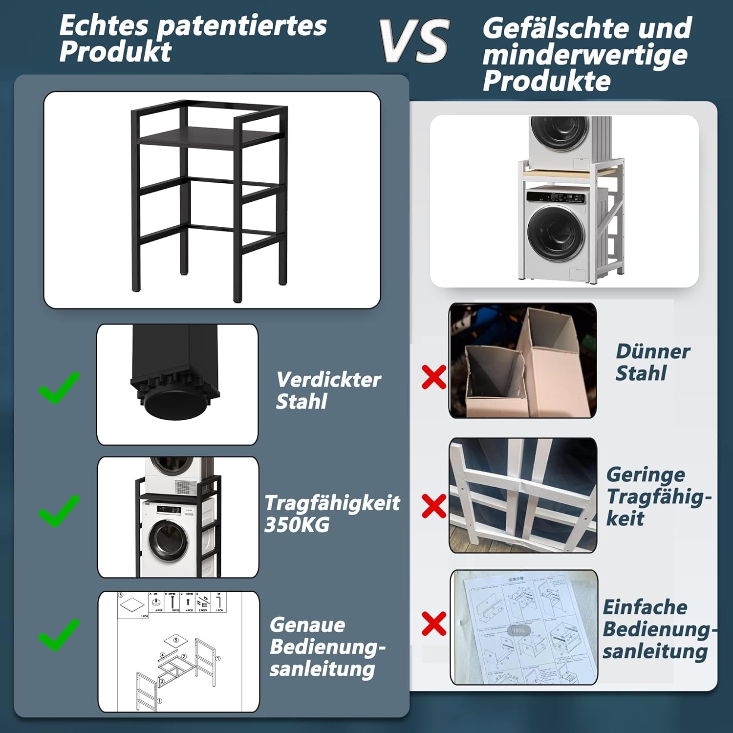 MSFE Regal über Waschmaschine,Höhenverstellbarer Wäschetrocknerständer,Lagerregal über der Waschmaschine, Tragfähigkeit 350 kg,für Waschmaschine und Trockner,73 * 64 * 110cm,Patentiertes Produkt