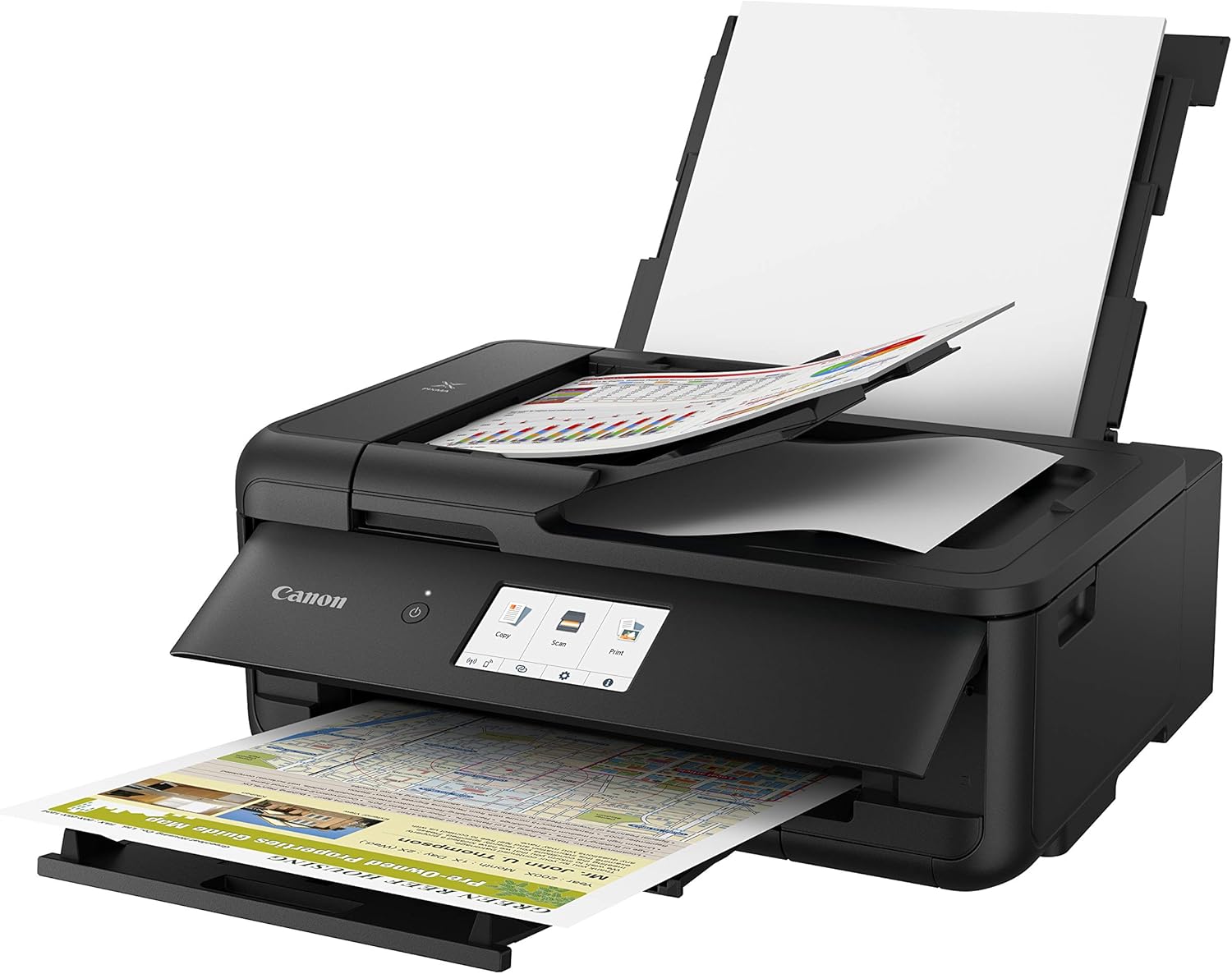 Canon PIXMA TS9550 Drucker Farbtintenstrahl Multifunktionsgerät DIN A4 A3 (Drucker A3, Scanner, Kopierer, 5 separate Tinten, WLAN, LAN, Print App, 2 Papierzuführungen, Duplexdruck) schwarz
