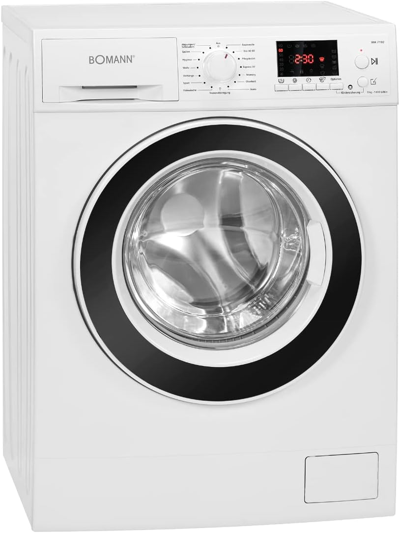 Bomann® Waschmaschine 10kg | max. 1400 U/min | 10 Jahre Motor-Garantie | effizienter, leiser & langlebiger Invertermotor | 15 Programme | Endzeitvorwahl | LED-Display | Washing Machine WA 7110