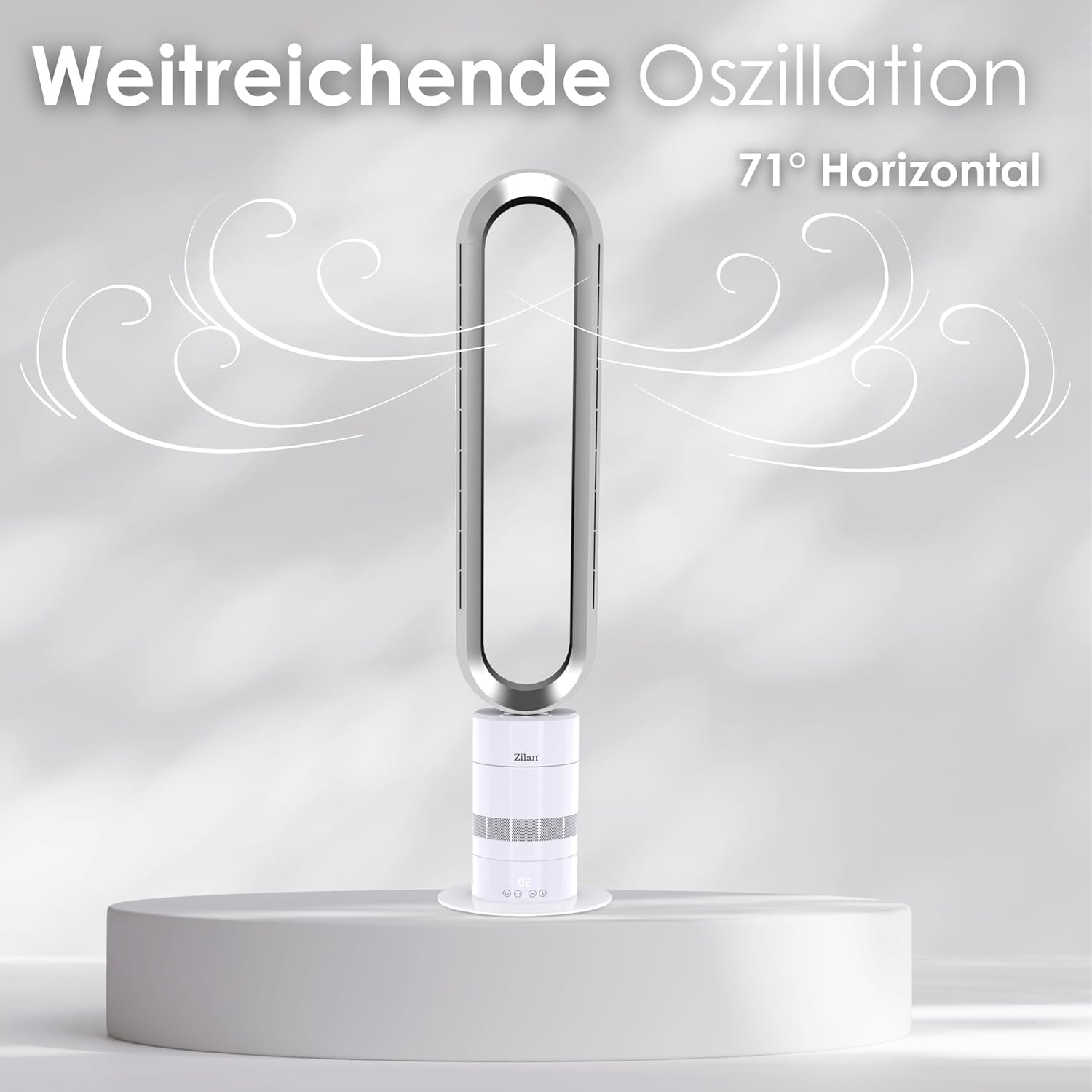 Zilan Turmventilator energiesparender BLDC Motor mit Fernbedienung Ventilator energiesparend oszillierend sehr leise Design Standventilator 10 Stufen Säulenventilator mit Kühlung Tower Fan
