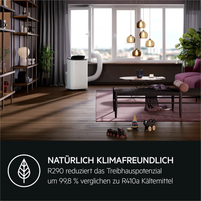 AEG Chillflex Pro AXP26U338CW mobile Klimaanlage / LED Display / Touch-Buttons / Fernbedienung / 30-40 m² / Kühlfunktion / Ventilator / Entfeuchtungsfunktion / Automatik / weiß/silber/schwarz