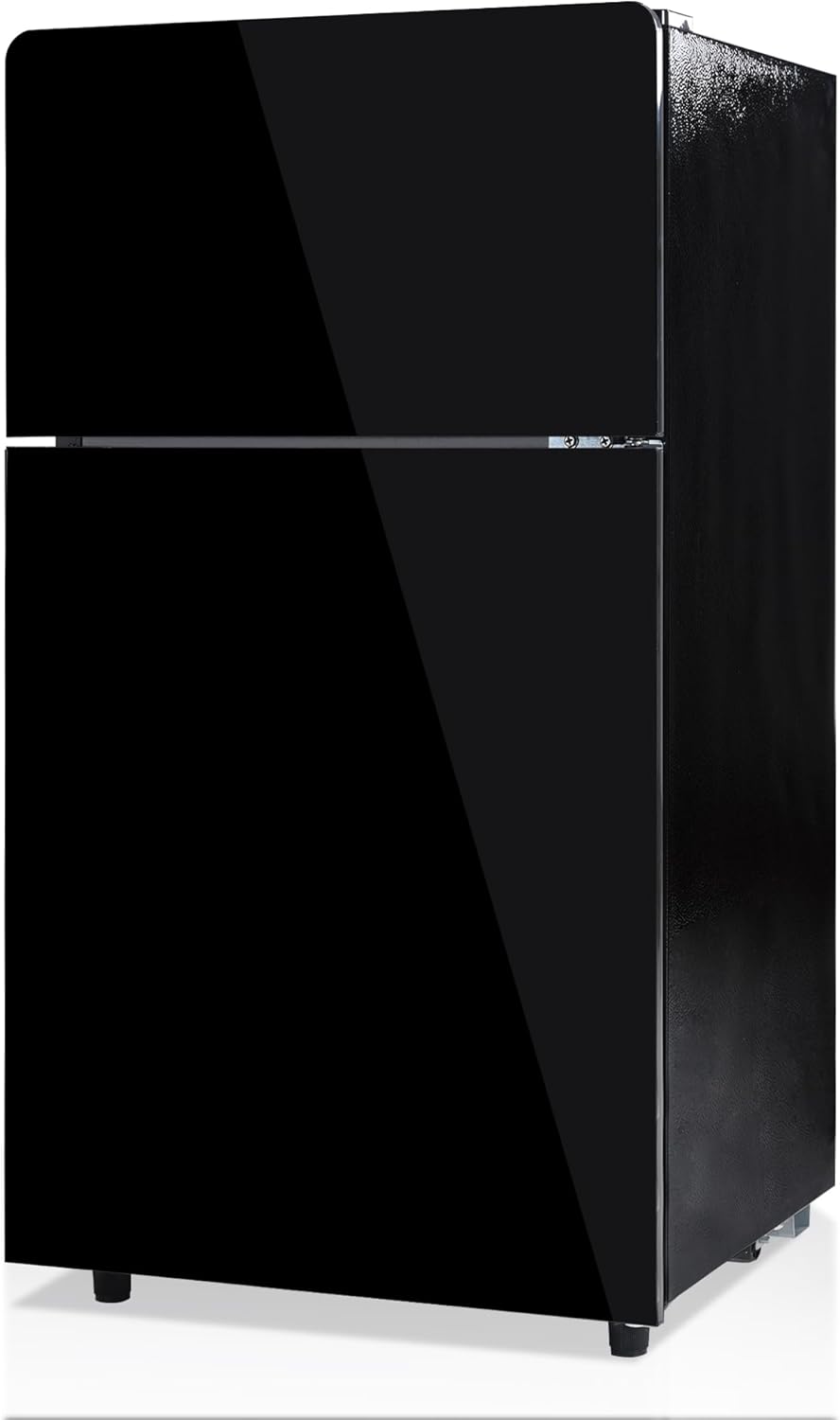 Merax Kühlschrank mit Gefrierfach, Kühl-Gefrierkombination, klein Kühlschrank mit 51L und Gefrierschrank 21L, Leise, LED, Glasablagen, Gemüsefach, Türablagen, für Küche, Wohnzimmer, Büro, Schwarz