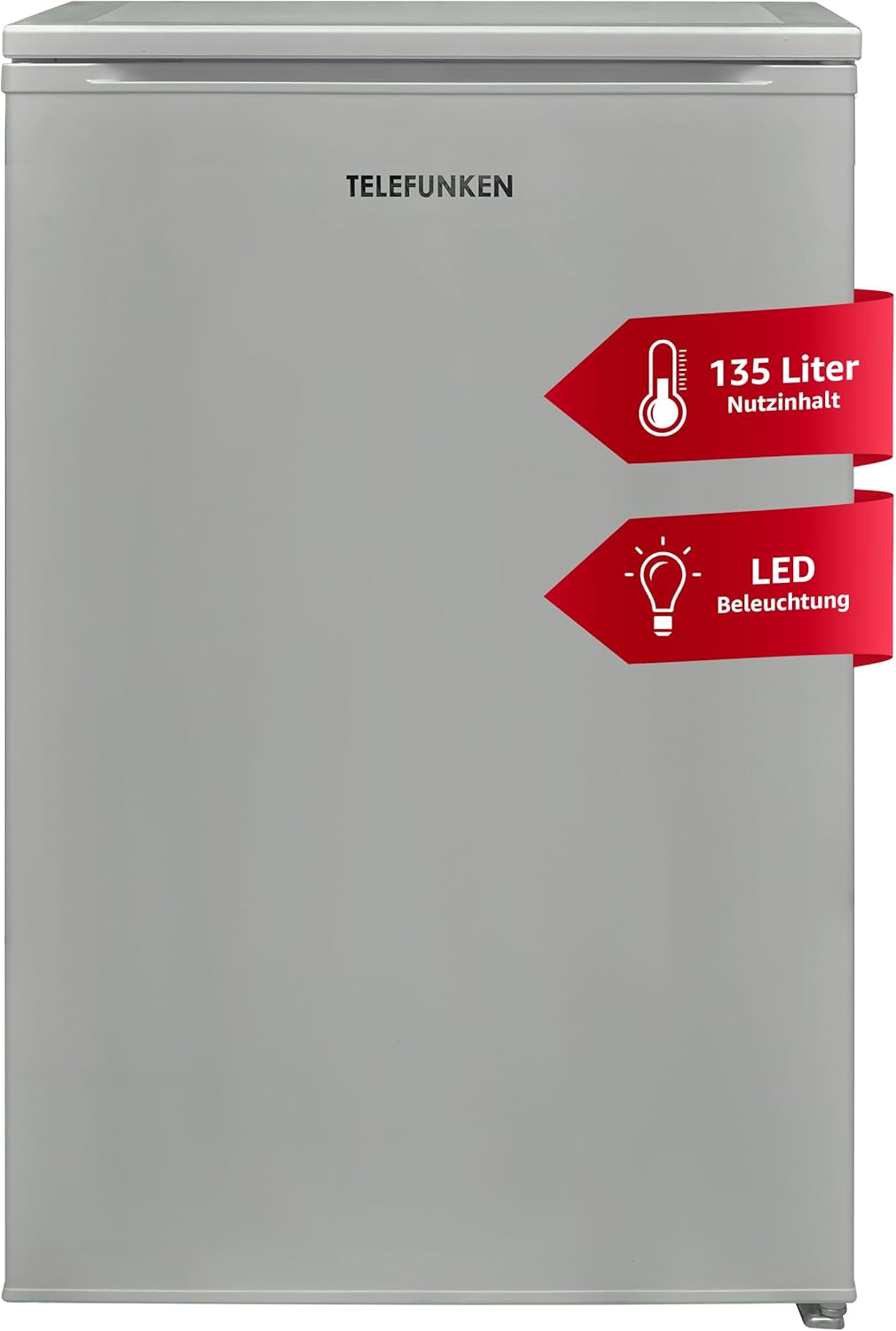 TELEFUNKEN Kühlschrank ohne Gefrierfach | Freistehend | 135 Liter Nutzinhalt | Kühlschrank klein mit Gemüsefach | LED-Beleuchtung | Türanschlag wechselbar | C-135-100-W weiß