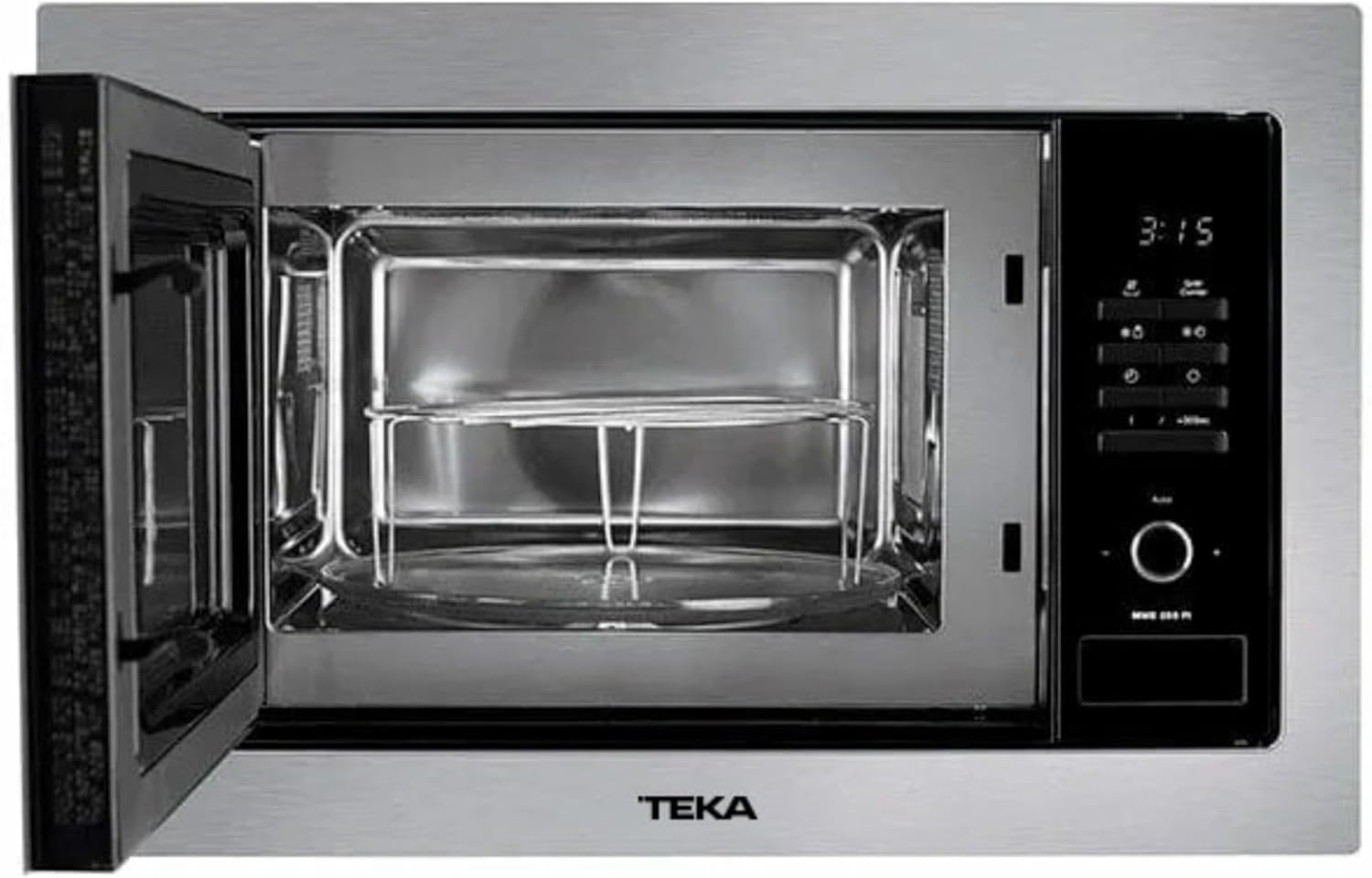 Teka 108R00662 MWE 225 FI Integrationsmikrowelle + Grill, 800 W, 5 Leistungsstufen, Farbe Edelstahl Glas, 20 l, 20 liters, Schwarz/Grau