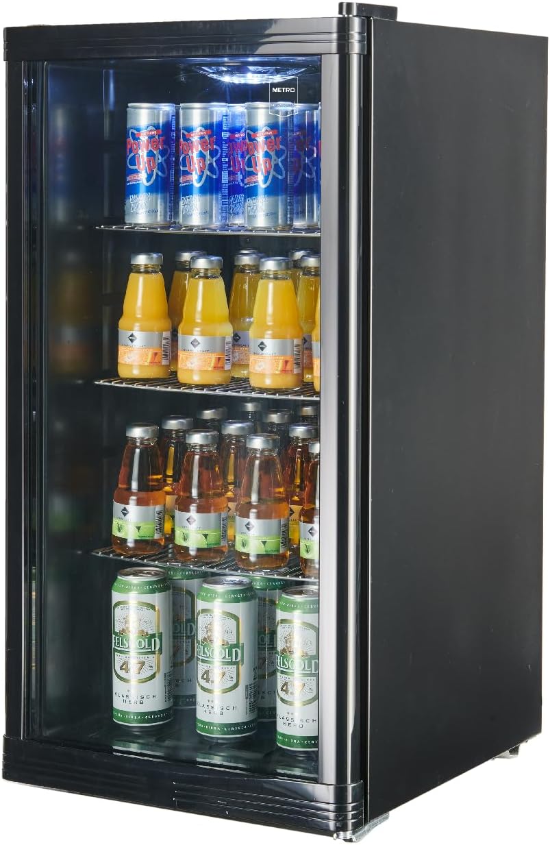 METRO Professional Mini-Kühlschrank GPC1088, 88 L, 1.052 kWh/24h, 3 Edelstahl-Drahtböden, schwarz