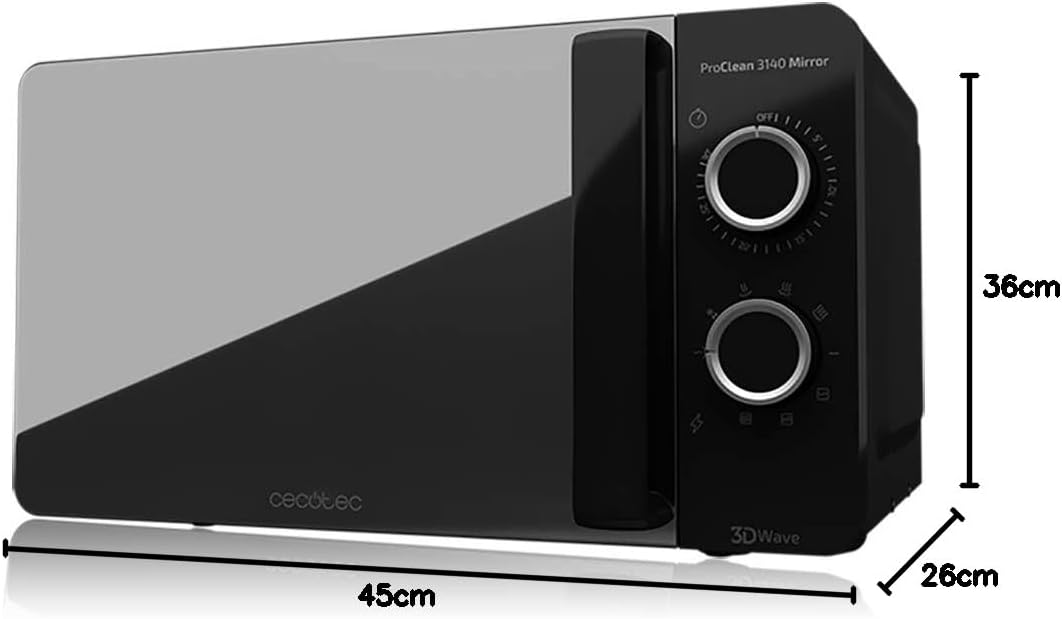 Cecotec Mikrowelle mit ProClean 8110 Grill. 28l Kapazität, Ready2Clean Beschichtung, 1000 W Leistung, 1000 W Grill, 5 Betriebsebenen, 8 Programme, 60 min Timer, LED-Anzeige