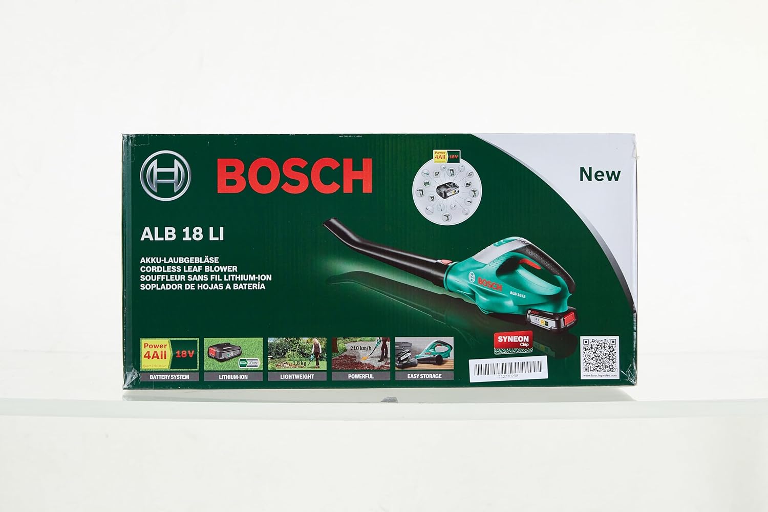 Bosch Home and Garden Akku Laubblser ALB 18 LI (1 Akku, Max. Geblsegeschwindigkeit 210 km/h, im Karton) Grün, Schwarz