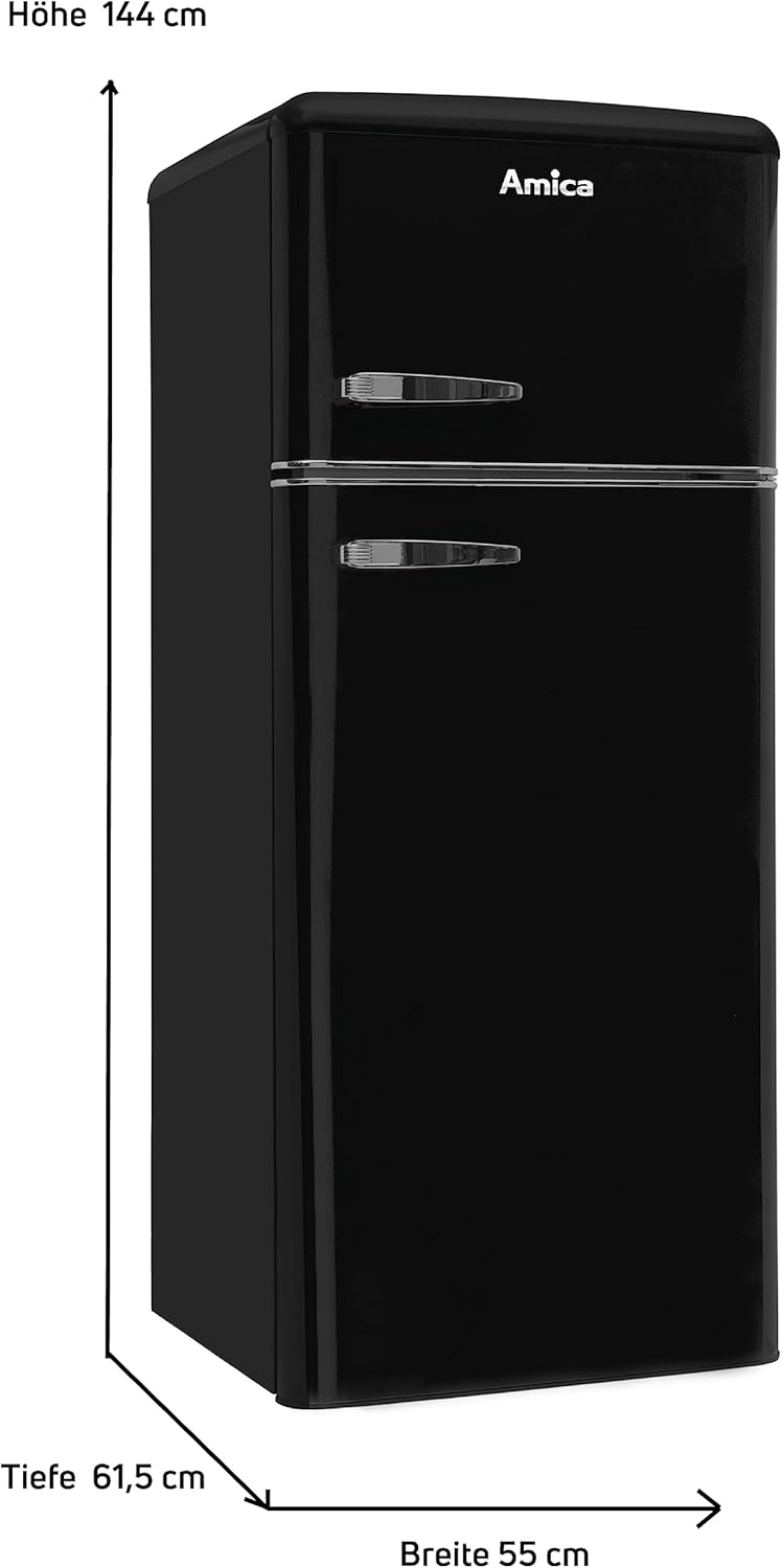 Amica KGC 15632 T Retro Kühl-/Gefrierkombination / Ice Blue (Türkis) / 144cm (H) x 55cm (B) x 62cm (T) / Retro-Design / Kühlschrank mit Gefrierfach