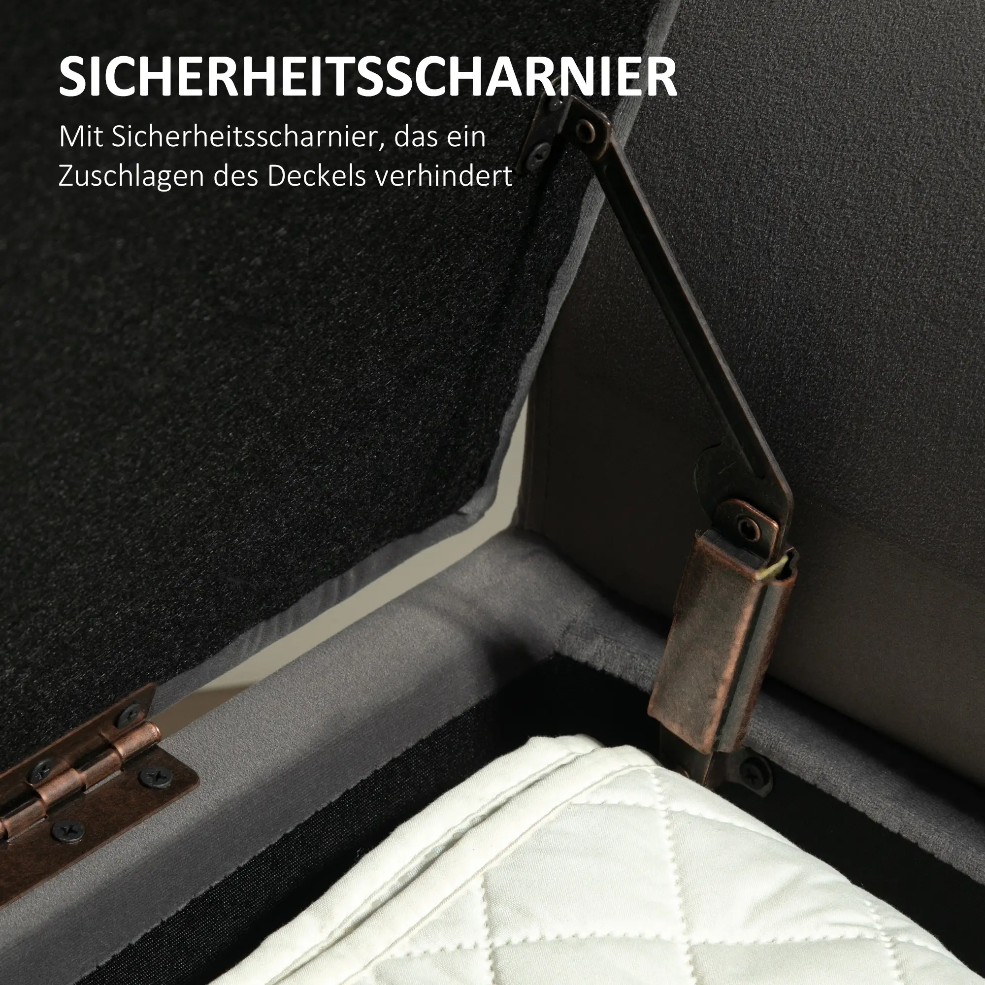 HOMCOM Sitzbank mit Stauraum & Armlehnen, Dunkelgrau