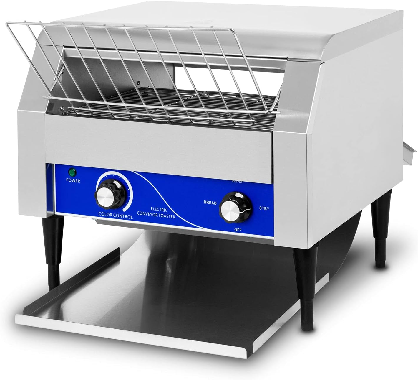 vertes Durchlauftoaster Toaster mit Laufband aus Edelstahl (1940W, 230V, Gastro Profi für Toast und Burger Buns, Zugabefach, 2 Ausgabefächer, 7 Geschwindigkeitsstufen, Krümelschublade, 2 Modi)