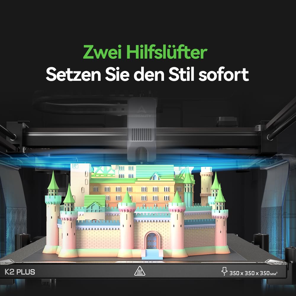 Creality K2 Plus Combo 3D-Drucker, 16-Farben Multimaterial-Druck, 350³mm XXL-Bauraum, Servo-Direktantrieb, Dual-KI-Kameras, Ultra-Leise <45dB, Aktive Heizkammer, RFID/WLAN (Industrie 4.0)