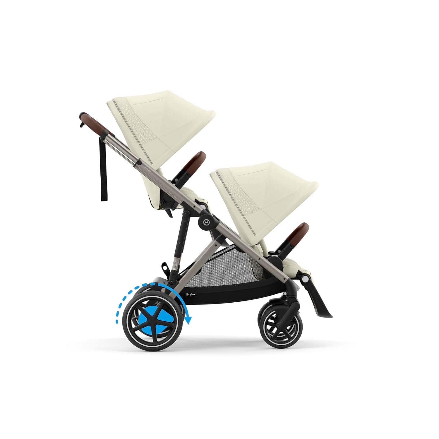 CYBEX Gold Kinderwagen e-GAZELLE S, Ab Geburt bis ca. 4 Jahre, Max. 22 kg (Single-Modus) / 2x 22 kg (Duo-Modus), All-in-1-System mit E-Antrieb und 20+ Konfigurationen, Moon Black