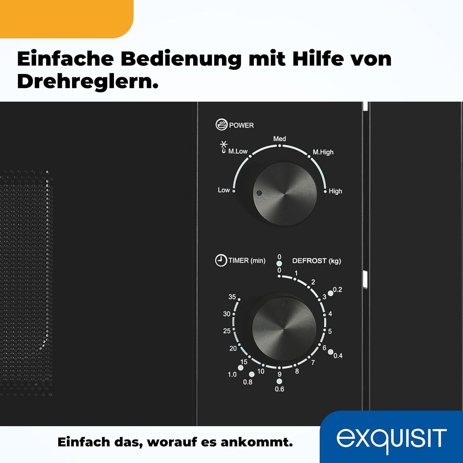Exquisit Einbaumikrowelle EMW10-020 inox | 800 W Leistung | Kinderleichte Bedienung | Einfacher Einbau | Timer | Drehteller 27cm | Mikrowelle 60 cm | Einbaugerät | Edelstahl