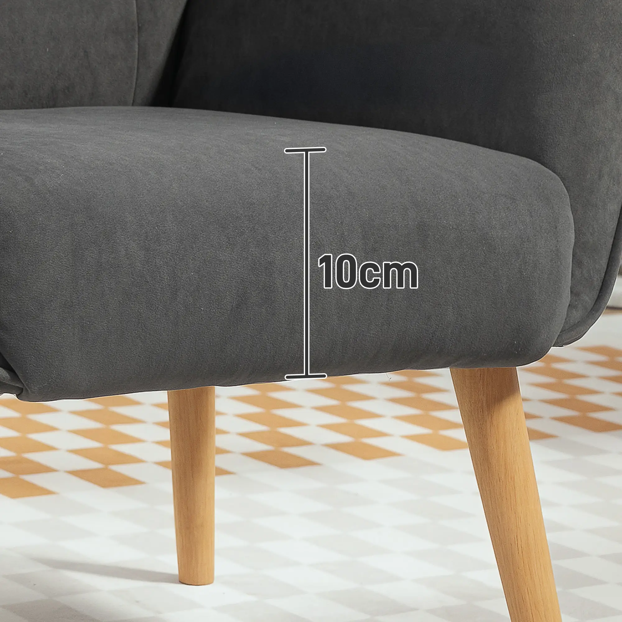 HOMCOM Polsterstuhl Loungesessel Komfort Steppung Holzbeine Samt Grau