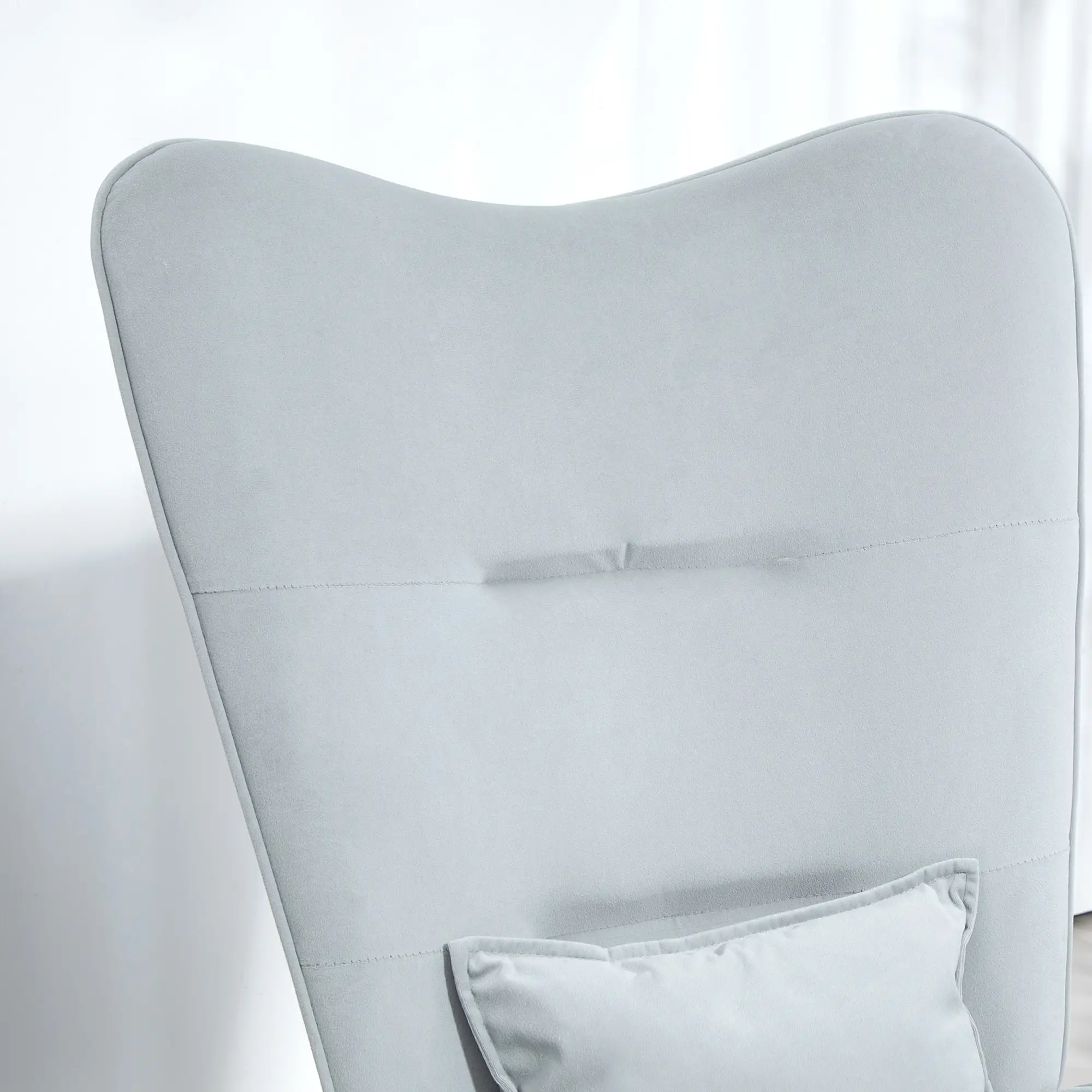 HOMCOM Schaukelstuhl Schwingsessel samtweich mit Nierenkissen hellgrau