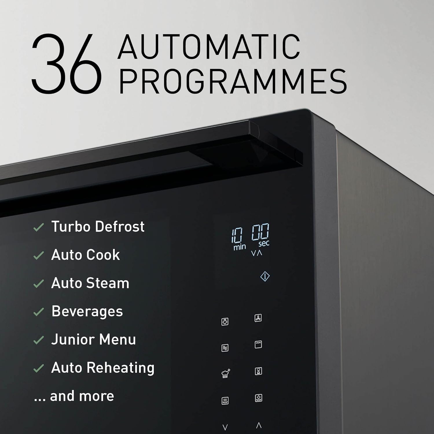 Panasonic NN-CS88LBEPG | 4-in-1-Kombi-Dampfofen, 31 l, Inverter, Drehheizung auf 30-230 °C, Flachgrill 1300 W, Mikrowelle 1000 W, Dampf 1300 W, feste Oberseite, Schwarz — Version FR