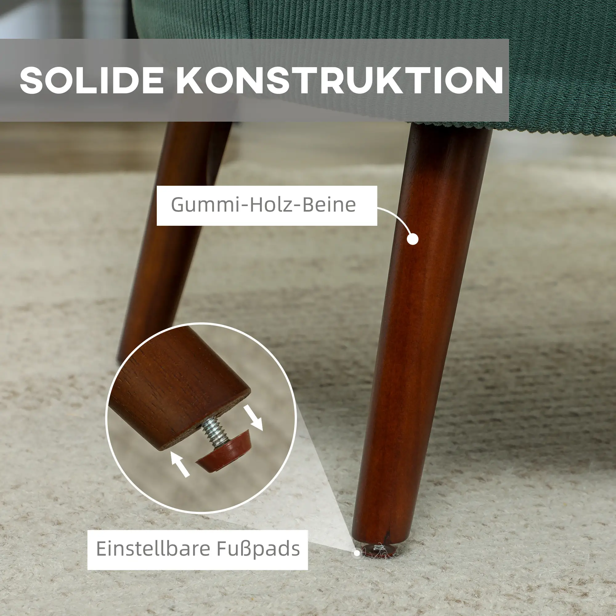 HOMCOM Polstersessel Wohnzimmer weich & federnd Flügelrücken Dunkelgrün