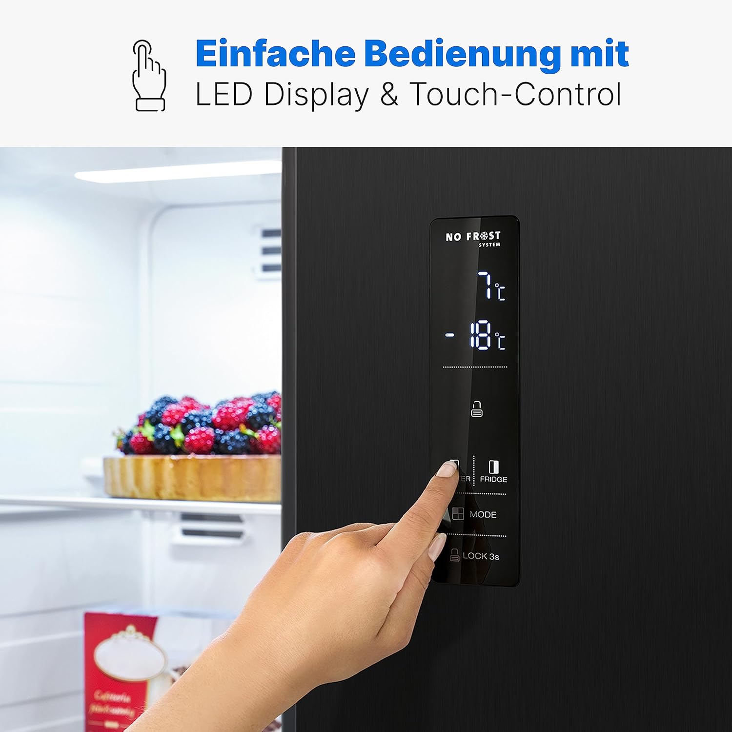 Bomann® Side by Side Kühl Gefrierkombination | No Frost | 442L Inhalt | Kühlschrank mit Gefrierfach | Kühlschrank mit MultiAirflow-Technologie | Verbrauch 287 kWh/Jahr | SBS 7344 black-inox