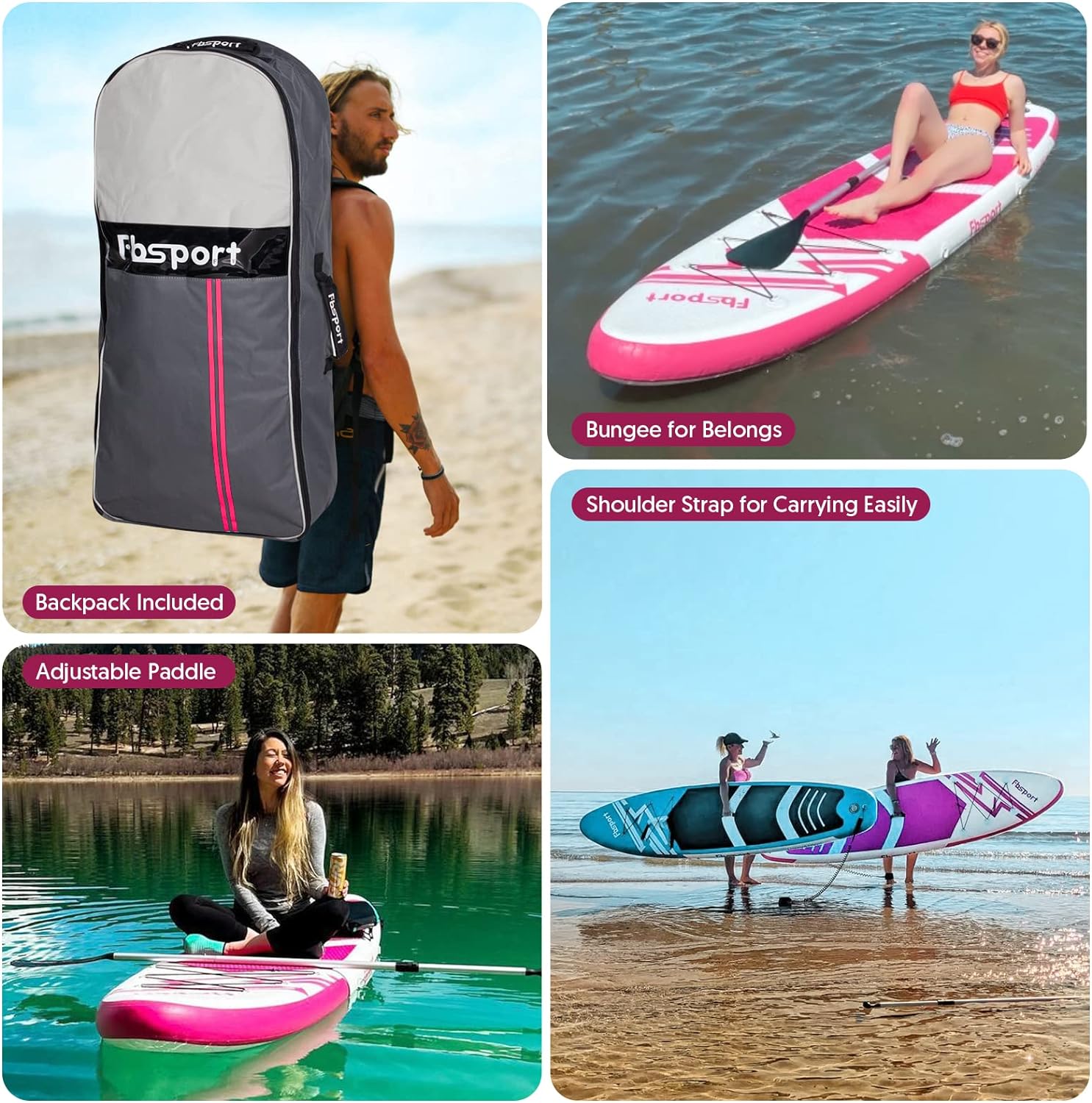 Premium-Stand-Up-Paddle-Board, Yoga-Board mit strapazierfähigem SUP-Zubehör und Tragetasche | Breiter Stand, Surf-Kontrolle, rutschfestes Deck, Leine, Paddel und Pumpe für Jugendliche und Erwachsene