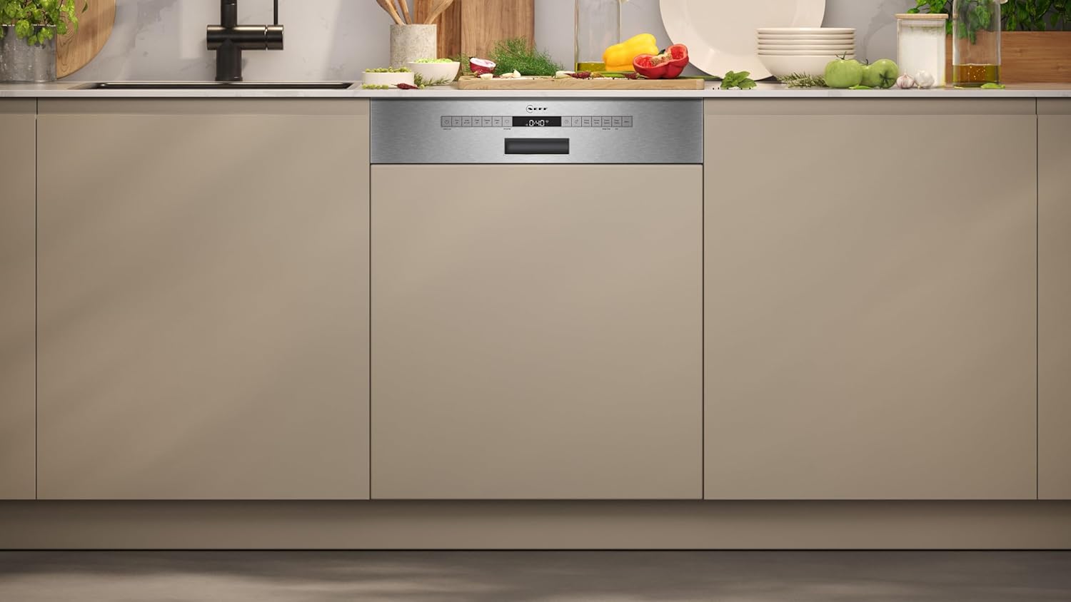 NEFF S157YCX03E, N 70, Smarter Geschirrspüler Vollintegriert, 60 cm, Besteckschublade, Made in Germany, Zeolith-Trocknung, besonders leise Spülmaschine, höhenverstellbarer Oberkorb, starker Sprühdruck