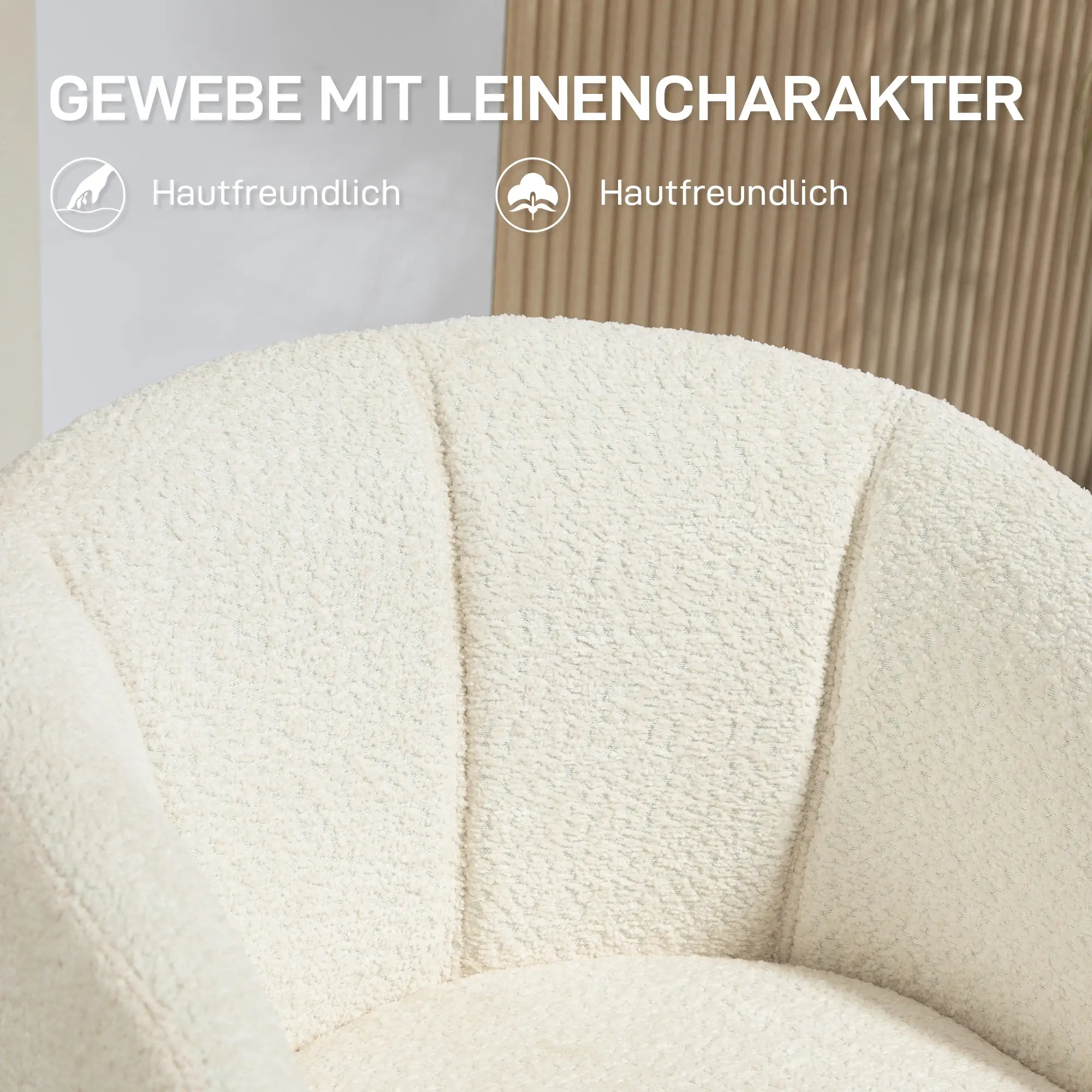 HOMCOM Polsterstuhl drehbar mit Sitzschale cremeweiß