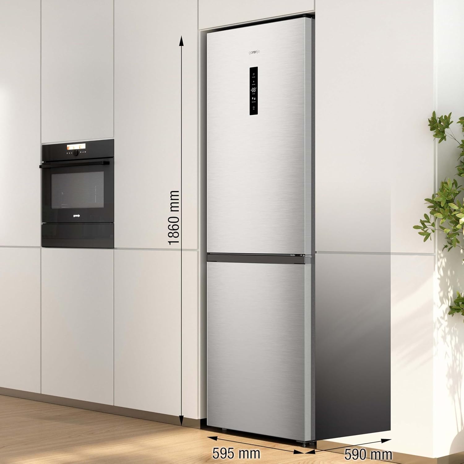 Gorenje N 619EAXL4 Kühl-Gefrier-Kombination/ LED Display/ 186 cm/ 300 l/ NoFrostPLus/ Gemüsefach mit Feuchteregler/ FastFreeze/ edelstahl