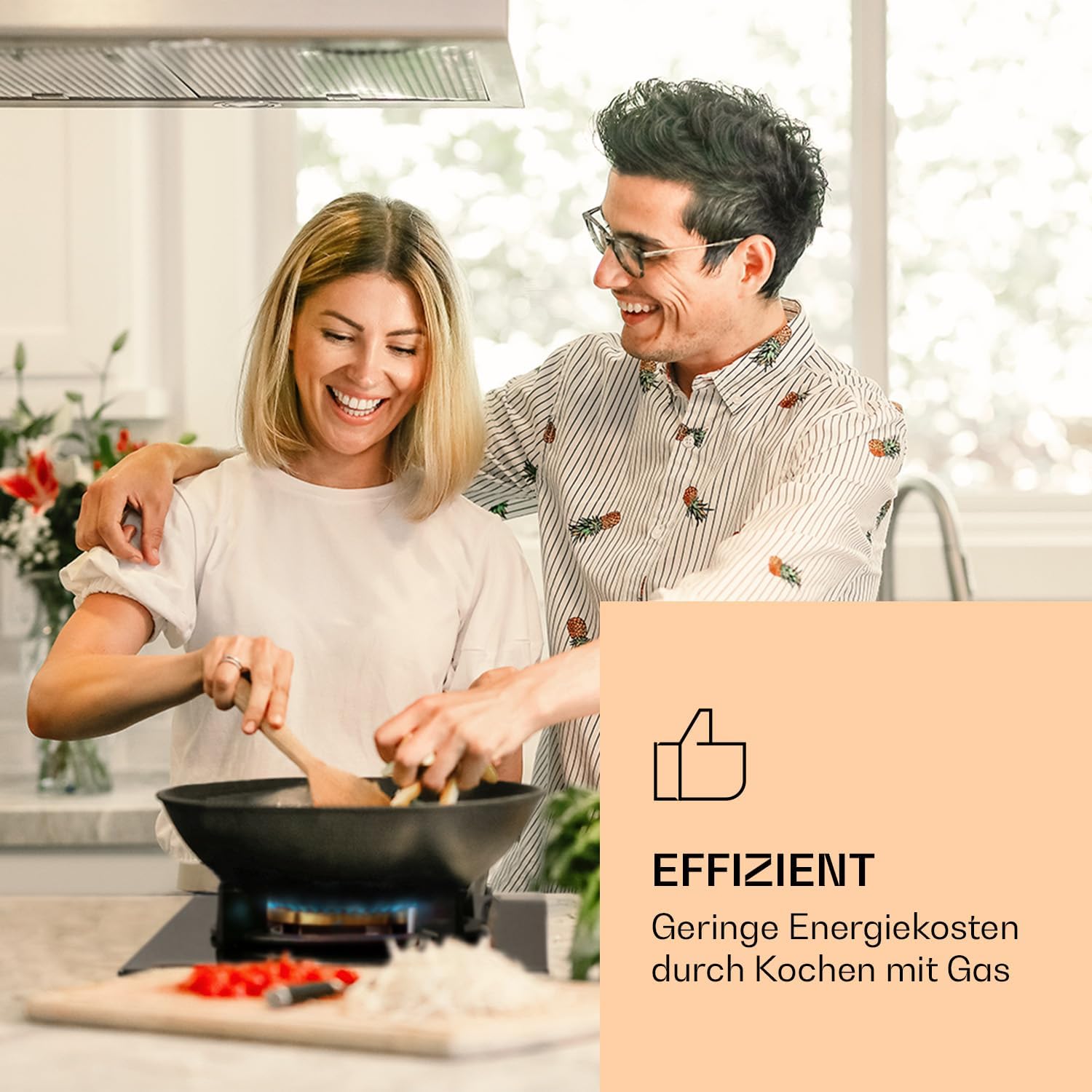 Klarstein Gasherd, Gaskochfeld 4 Flammig, Einbau-Gaskocher für Zuhause & Wohnmobil, Campingkocher mit Glasplatte, Gasherd für Propan- und Erdgas, Edelstahl Gas-Herdplatte Wok Brenner 8000 Watt