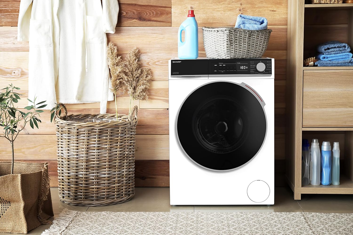 SHARP ES-NFB714CWA-DE Waschmaschine Frontlader/A / 7 kg / 1400 U/min/Advanced Inverter Motor/Dampf-Funktion / 15 Programme inkl. 12 min Kurzprogramm/AquaStop/Weiß