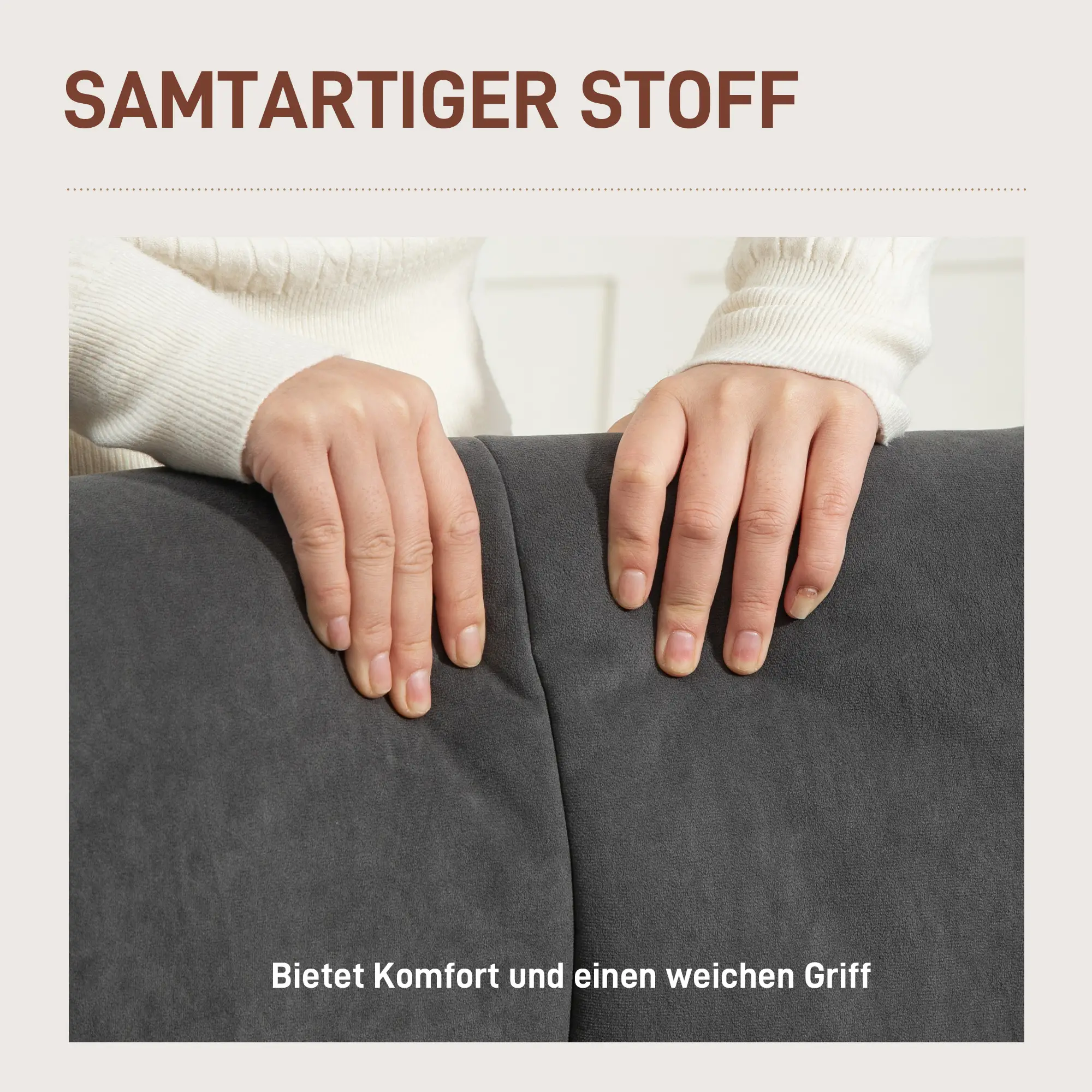 HOMCOM Polsterstuhl Loungesessel Komfort Steppung Holzbeine Samt Grau