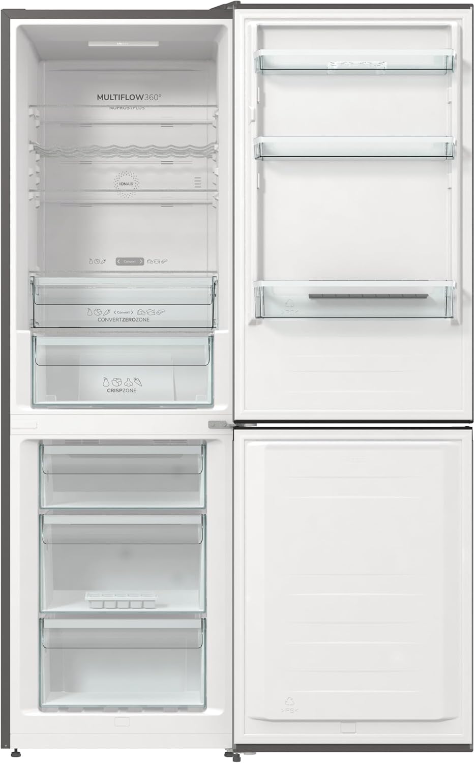 Gorenje N 619EAXL4 Kühl-Gefrier-Kombination/ LED Display/ 186 cm/ 300 l/ NoFrostPLus/ Gemüsefach mit Feuchteregler/ FastFreeze/ edelstahl
