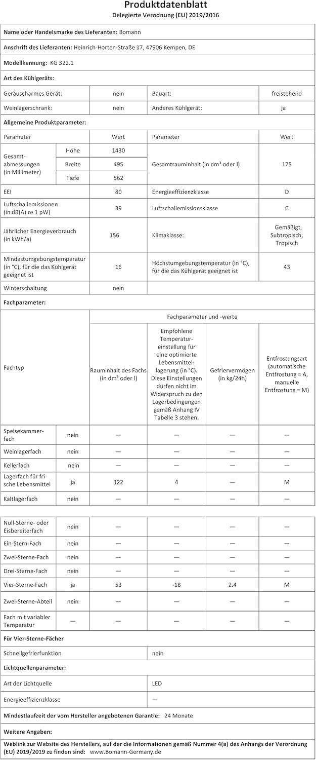 Bomann® Kühlschrank mit Gefrierfach 143cm hoch | Kühl Gefrierkombination 175L mit 3 Ablagen & 3 Schubladen | Türanschlag wechselbar | leise Kühlgefrierkombi 39db | Kühlschrank KG 322.1 inox-look
