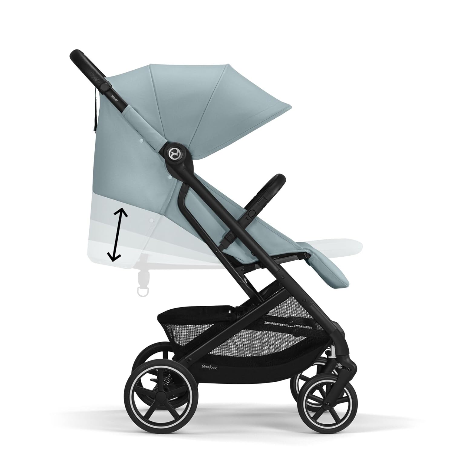 Cybex Gold Kinderwagen Beezy mit One-Pull Harness, Ab Geburt bis ca. 4 Jahre (max. 22 kg), Kompakt und ergonomisch, Magic Black (Schwarz mit schwarzem Rahmen)