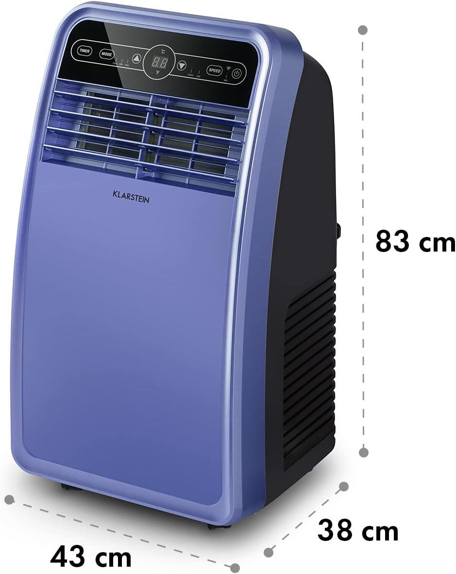 Klarstein Mobile Klimaanlage mit Abluftschlauch, 4-in-1 Klimagerät mit Ventilator, Luftentfeuchter & Nachtmodus, Kleine & Portable Klimaanlage für Wohnung & Büro, Niedriger Verbrauch, 9000 BTU